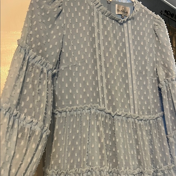 Girls Dainty Jewells Sky Blue Ruffled Dress - Picture 3 of 3